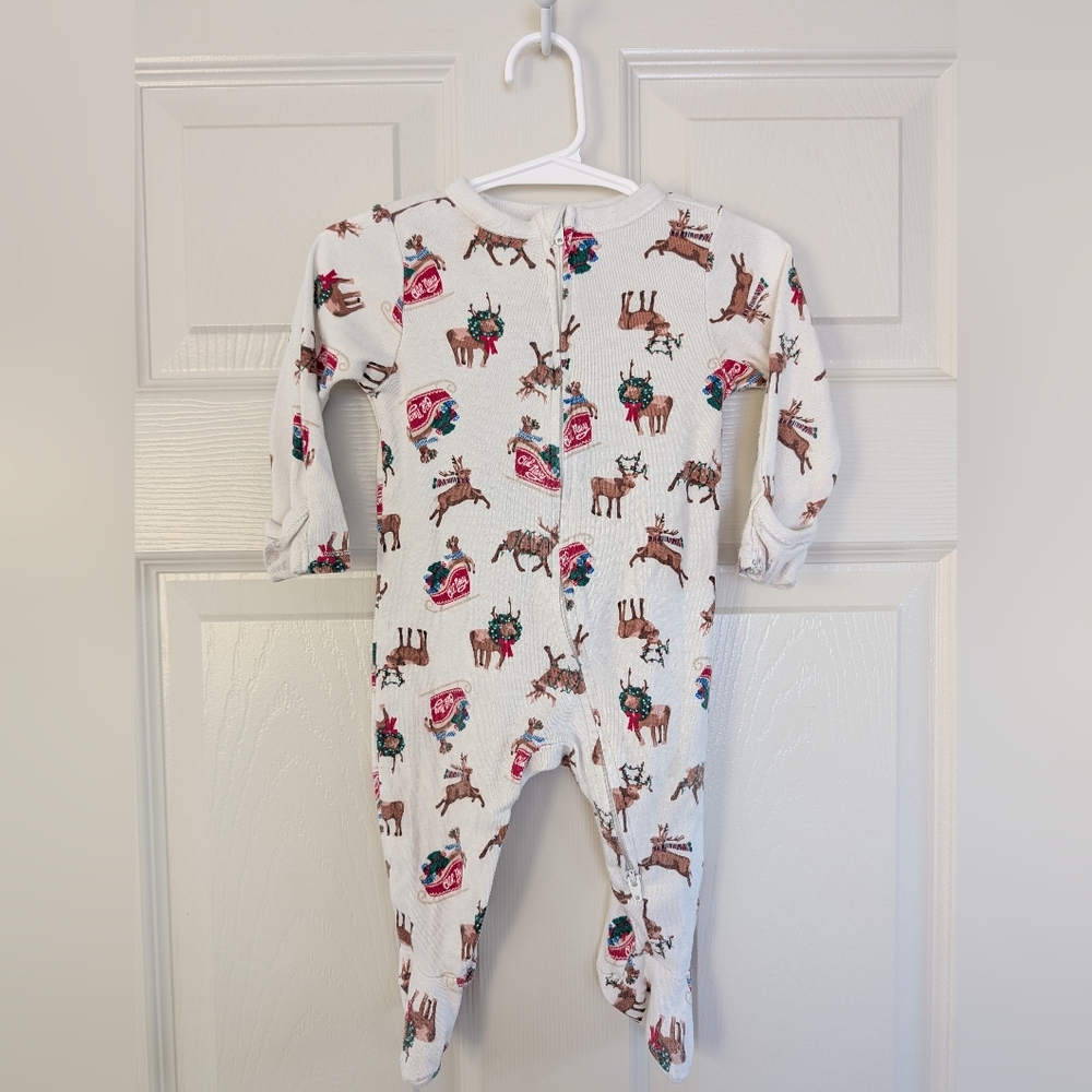 Old Navy White and Brown Reindeer Kids Footie
